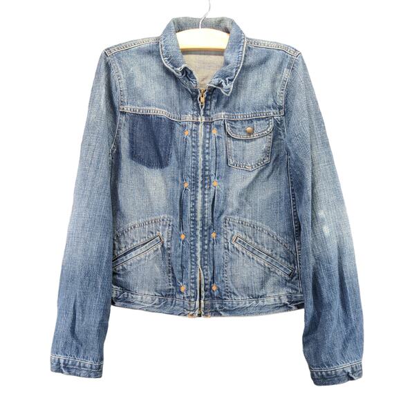 J. Crew Denim Jacket Size M Blue Denim Full Zip Front Pockets 100% Cotton - Picture 1 of 10